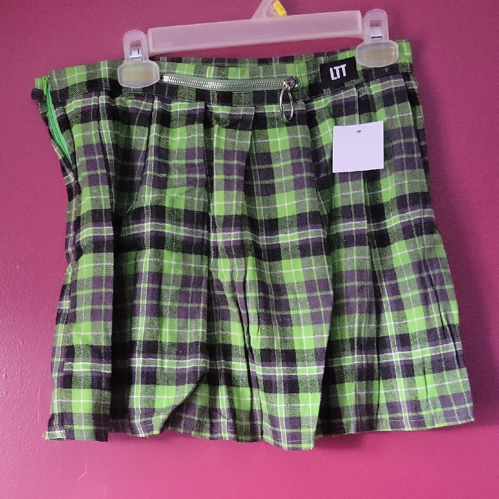 Green and Black Plaid Women's Skirt
